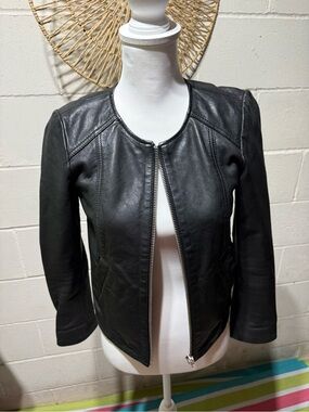 Madewell Black Leather Zip Jacket